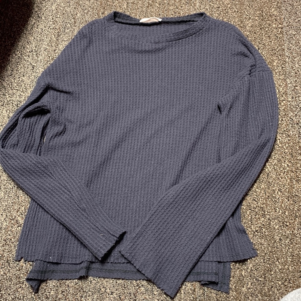 Navy waffle long sleeve